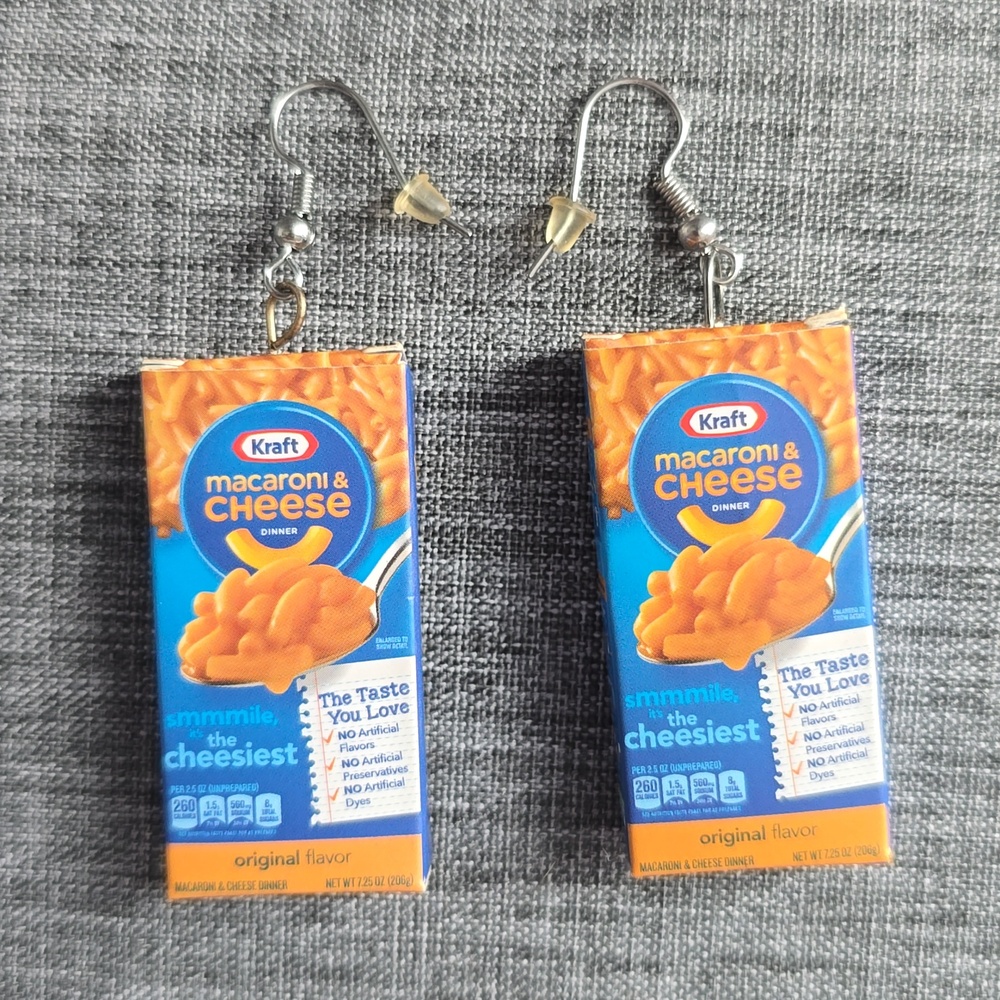 Kraft Macaroni & Cheese Box Earrings